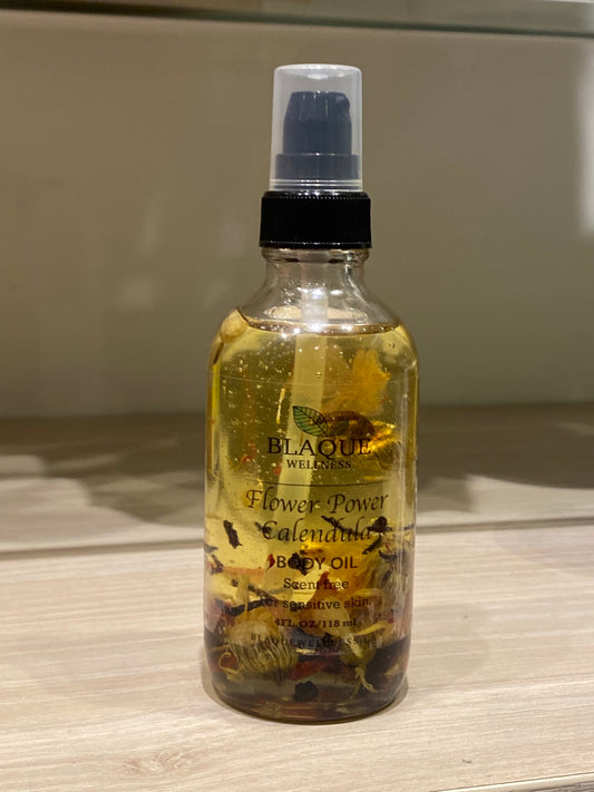 4oz Flower Power Calendula infused Scent Free body oil